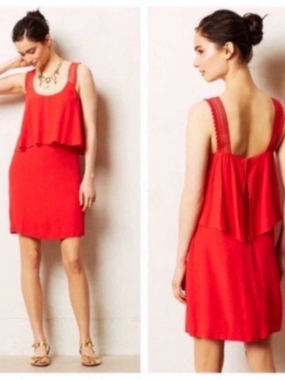 Maeve Red Layered Sleeveless Mini Dress
